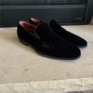 Magnanni Black Velvet Slip-On Shoes